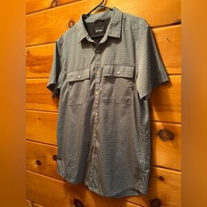 Prana “Garvan” S/S Perf. Sport Shirt - Mens M- Antique Blue Top